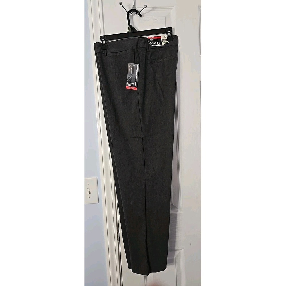 George Womans New Dress Pants Size‎ 14 Dark Grey  4 Way Stretch & Slim Leg